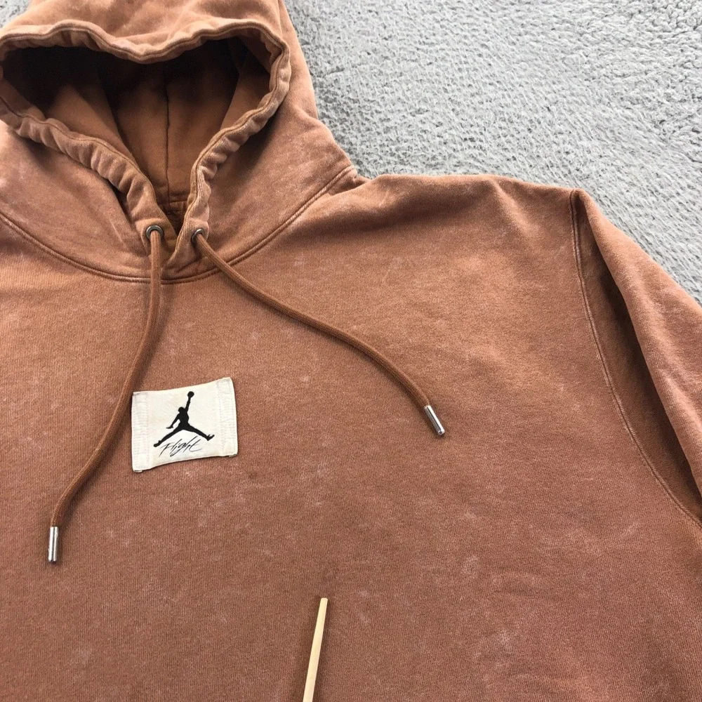 Jordan Hoodie Mens XL Washed Brown Essential Jumpman Logo Flight Pullover DR3087